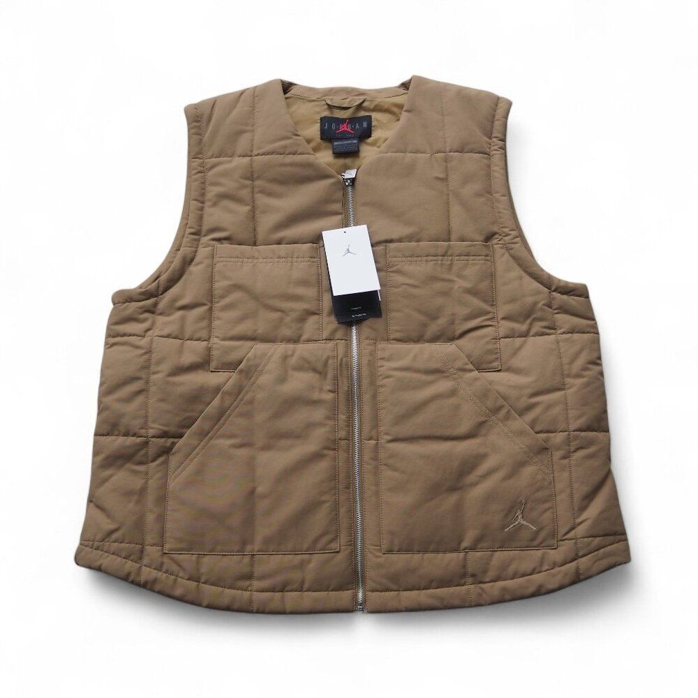 Air Jordan Quilted Full‎ Zip Sleeveless Vest "Brown Kelp" FB5192-395 Women's M